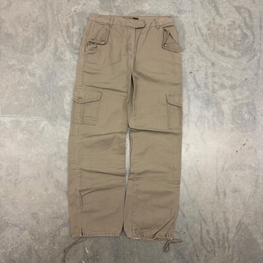 Y2K Womens Yada Yada Khaki Cargo Pants Utility Wide Leg 7